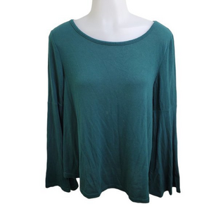 Jack BB Dakota S Knit Top Keyhole‎ Bell Sleeve Blue